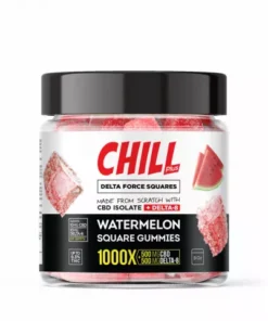 Alternative view of Chill Plus Delta-8 Watermelon Force Squares Gummies - 1000X