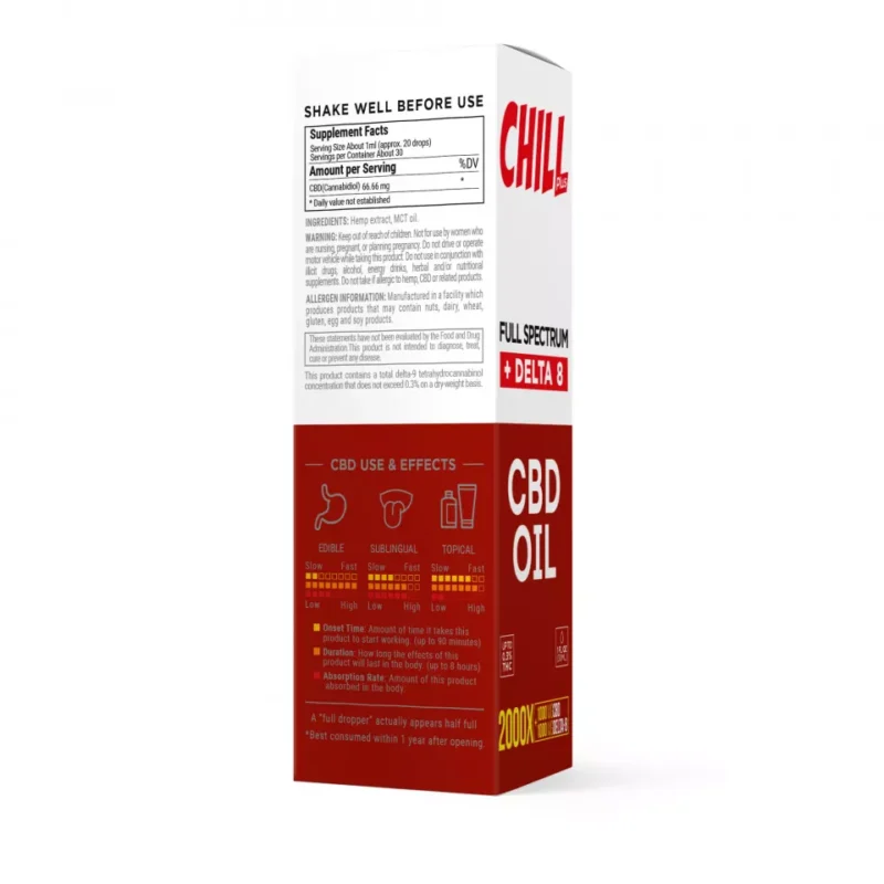 Chill Plus Full Spectrum Delta-8 CBD Oil - 2000X