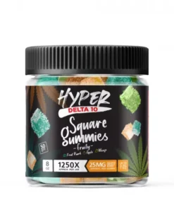 Alternative view of Hyper Delta-10 Square Gummies - Fruity - 1250X