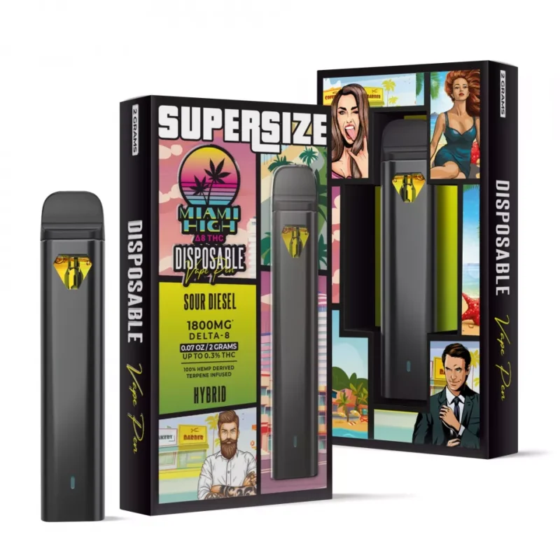 Sour Diesel Delta 8 THC Vape Pen - Disposable - Miami High - 1800MG