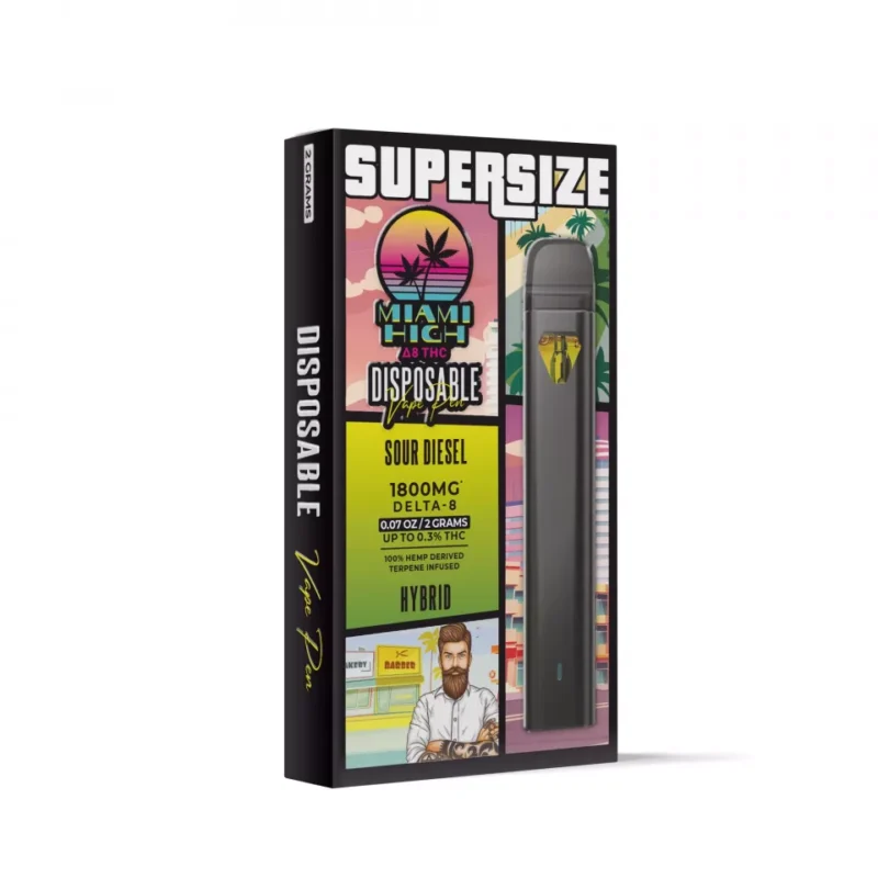 Sour Diesel Delta 8 THC Vape Pen - Disposable - Miami High - 1800MG
